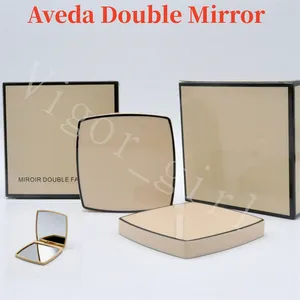 Espejo portátil cosmético de acrílico de moda Espejo de bolsa de polvo de terciopelo plegable con caja de regalo Herramientas de maquillaje de niña Espejo de 2 caras de lujo de la marca Aveda de alta calidad