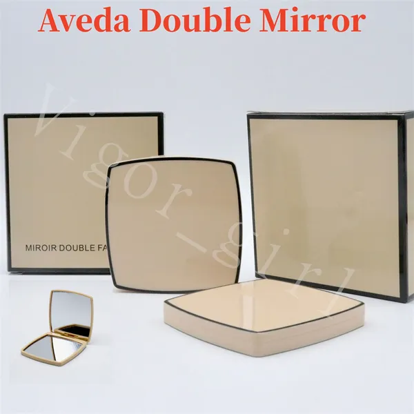 Mode acrylique cosmétique portable miroir pliant velours sac à poussière miroir avec boîte-cadeau fille maquillage outils haute qualité Aveda marque luxe 2 visage miroir