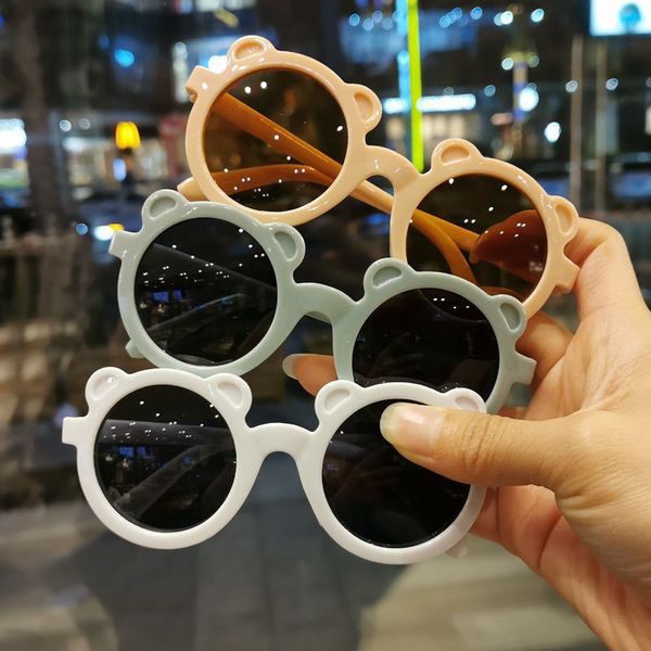 Lindas gafas de sol redondas con orejas de oso, montura mate, diseño de moda, gafas para niños, gafas de sol UV 400 para niños y niñas