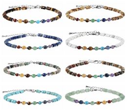Bracelet à chaîne argentée à la main réglable à la mode Bohême Crystal Multicolor Crystal 7 Bracelet de perle du chakra pour femmes4848898