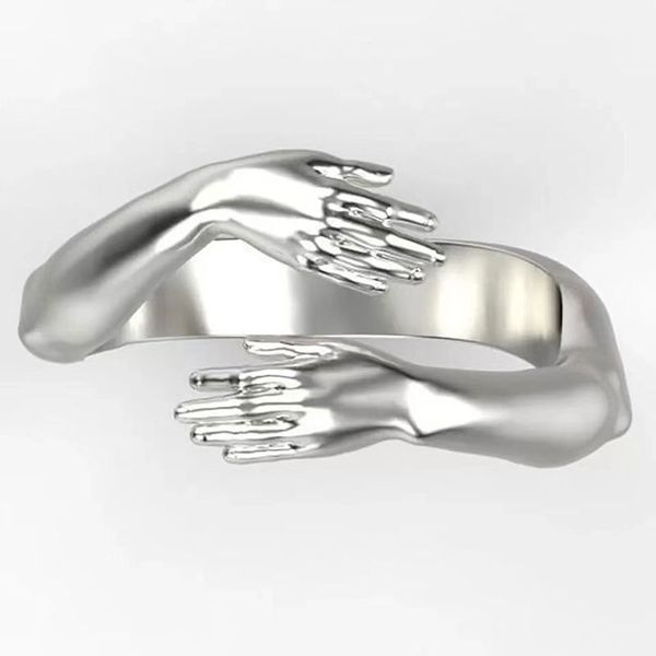 Anillos de banda de mano ajustables a la moda, joyería de plata, anillo abierto para mujer, chica, boda, compromiso, regalos nupciales