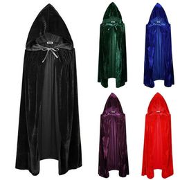 Mode Adulte Hommes Femmes Enfants Costume Accessoires Longue Cape De Velours Cape À Capuchon Cosplay Unisexe Tout Halloween Accessoire Outwea283i