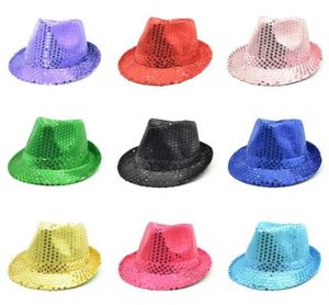 Mode adulte unisexe brillant paillettes paillettes chapeau de danse spectacle de danse jazz hat show show accesstes perles caps fedoras 10 couleurs8233162