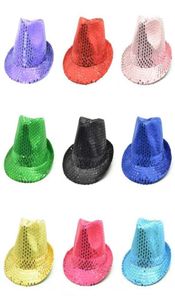 Mode adulte unisexe brillant paillettes paillettes chapeau de danse spectacle de danse jazz hat show show accesstes perles caps fedoras 10 couleurs8289060