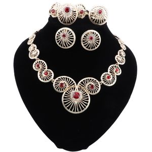 Mode Afrikaanse Kralen Sieraden Set Groothandel Dubai Gold-Color Necklace Earring Women Customer Nigerian Merk Jeugde Sets
