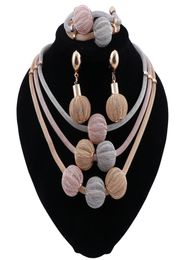 Mode perles africaines collier boucles d'oreilles ensemble marque Dubai or coloré ensemble de Bijoux nigérian femme mariage Bijoux de mariée 2873330