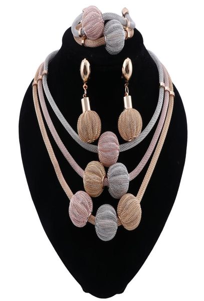 Conjunto de collar y pendientes con cuentas africanas para mujer, conjunto de joyería colorida de marca Dubai, joyería nigeriana para boda, bisutería nupcial 7884437