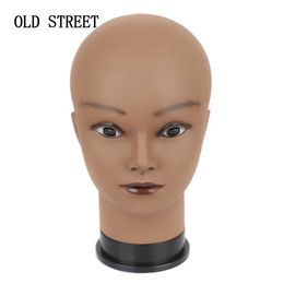 Fashion Afro Bald Wig Block Head Mannequin africano color negro de color negro Pantalla de cabeza falsa para hacer pelucas 240403