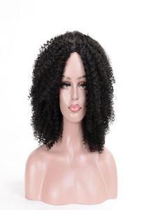 Moda Afro Kinky Pelucas rizadas Peluca de pelo sintético negro Pelucas cortas completas para mujeres Cosplay2037775