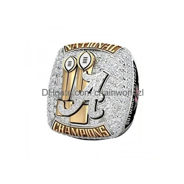 Moda Alabama Crimson Tide Campeonato Nacional de Fútbol Anillo con caja de madera Recuerdo Hombres Fan Regalo Drop Delivery Dhu07