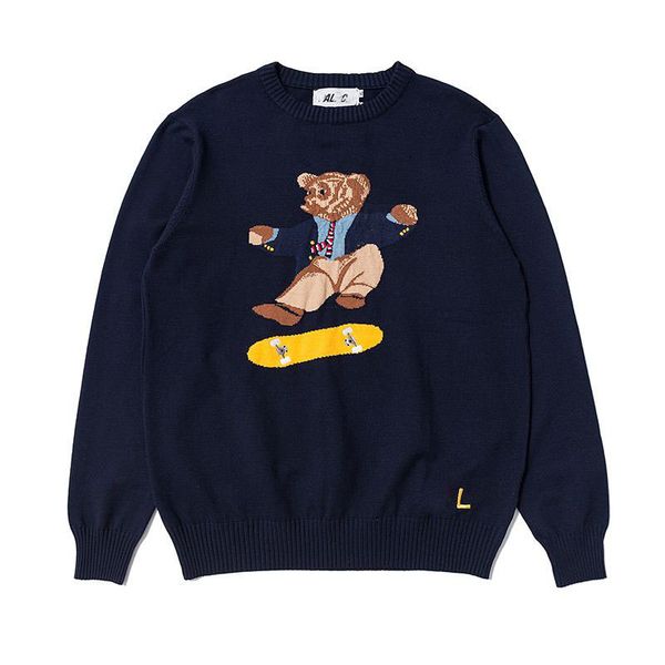 Moda ALACE Nuevo suéter Monopatín de dibujos animados Little Bear Doll Cuello redondo Sudaderas con capucha Suéteres versátiles casuales para hombres y mujeres Ropa superior de manga larga