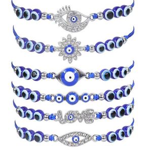 Mode alles-in-een Demon Eye armband persoonlijkheid temperament blauwe ogen fish-eye kralen amulet hand string sieraden GC2352