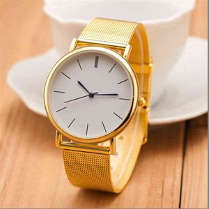 Fashion Alloy Belt Mesh unisex dames es minimalistische stijl kwarts relogio feminino voor vrouwen reloj mujer y220707