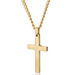 Moda liga brilhante cruz charme pingente corrente colar para homens mulheres 22-24 polegadas 4 cores 12 peças lotes2359