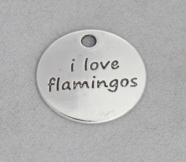 Alliage de mode rond j'aime les licornes j'aime les flamants roses Message pendentif breloques pour enfants 50 pcs 21mm AAC18903710136