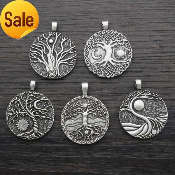 Mode alliage Yggdrasil pendentif arbre de vie collier soleil lune Yin Yang bijoux pour hommes femmes