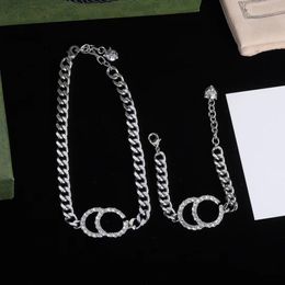 Mode Alfabet Kristallen Ketting Dames Designer Armband Zilveren Sieraden Sets Verjaardagscadeau Hoge kwaliteit met doos