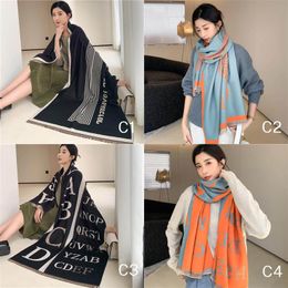 Mode alfabet stijl sjaals klassieke brieven slouchy warme lange kunstmatige pashmina effen brede sjaal met kwastjes