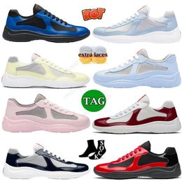 Top Moda Bajo Malla Cuero American Cup Zapato casual Hombres Mujeres Cordones Nylon PVC Negro Blanco Rosa Suela de goma Tela Dhgate Mocasines Diseñador Zapatillas de deporte Tamaño 46