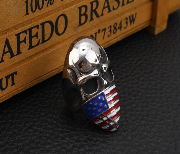 Fashion American Flag masqué Infidel Skull Biker Ring Bijoux en acier inoxydable Bijoux Gothic Motor Motor Men Men Ring For Men Gift 2 Col9449949