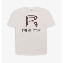 Mode American Rhude Plaid Flag Imprimé Vintage Short Sleeve High Street Loose T-shirt