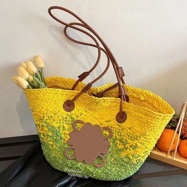 Cesta de anagrama de moda, bolso tejido, bolso de playa, bolso, bolsos de mujer, bolso de mano de diseñador, bolsas de compras de gran capacidad, bolsos de mano de moda para las axilas