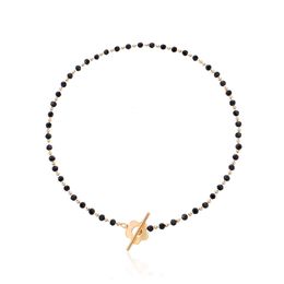 Mode et bijoux élégance noire en vitre en cristal chaîne de perles de verre minimaliste