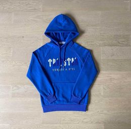 Mode et loisirs Survêtements Trapstar Man Set Chenille Decoded Survêtement à capuche Bright Dazzling Blue White trapstar jacke schwarz Brodé 23ess