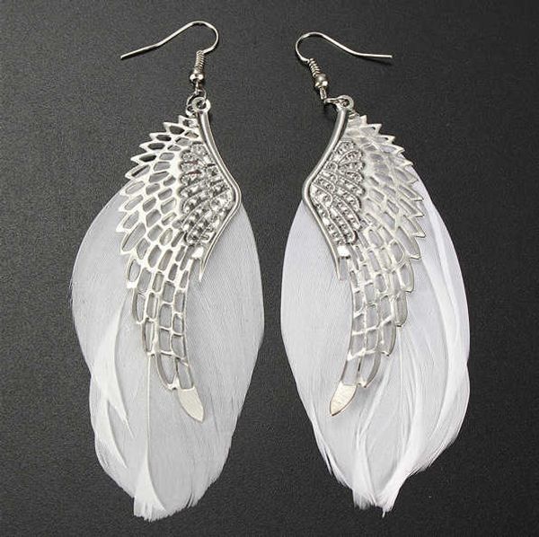 Boucles d'oreilles ailes d'ange en plumes, accessoires d'oreille simples à la mode, produit Yiwu