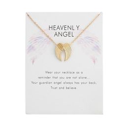 Mode engel vleugels hangers rond kruis ketting korte lange heren dames zilveren kleur ketting sieraden geschenken met papieren kaart