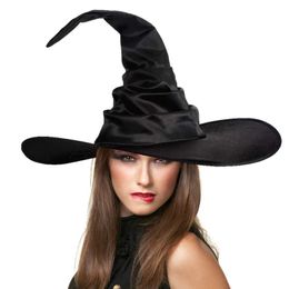 Mode Angled Witch Hat Steeple Wizard Hat Popular Black Folds Wizard Hat Creative Halloween Party Fancy Dress kostuum