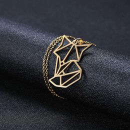 Fashion Animal Pendant Fox Femmes Collier en acier inoxydable mignon Gold Color Statement Jewelry Gift Awer Amour