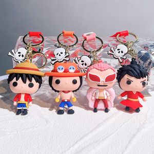 Modeanimatie One Piece sieraden Keychain Backpack Luffy Character Key Ring Accessoires Hanger Multi -Colors