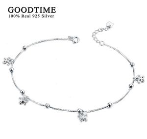 Mode -enkelband voor vrouwen 100 925 Sterling Silver Butterfly Anklet to Lady Decoration sieraden voet accessoires voor feest F1219611602403003
