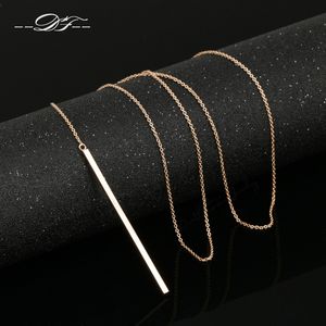 Mode - Anti-allergie hete verkoop y stijl ketting lange kettingen hangers rose goud kleur strip bar sieraden voor vrouwen DFN601 kerstcadeau