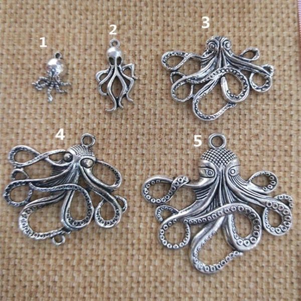 Mode Antique argent Deluxe Octopus Charm Collection Collier pendentif 18mmx33mm pour Bracelets Boucle D'oreille DIY Charm 40pieces lot255Q