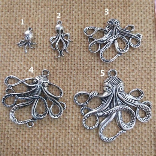 Mode Antique argent Deluxe Octopus Charm Collection Collier pendentif 18mmx33mm pour Bracelets Boucle D'oreille DIY Charm 40pieces lot197G