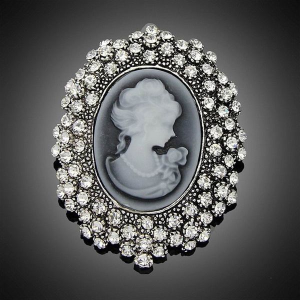 Broche Vintage chapado en plata antigua de moda, joyería de marca femenina, broches de reina, diamantes de imitación para mujer, regalo de Navidad DHH093