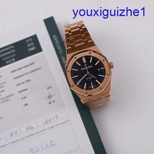 Fashion AP Wrist Watch Epic Royal Oak 15400or Mens Watch 18K Rose Gold Black Face Automatique mécanique Swiss Famme Watch Luxury Gold Watch Diamètre 41 mm