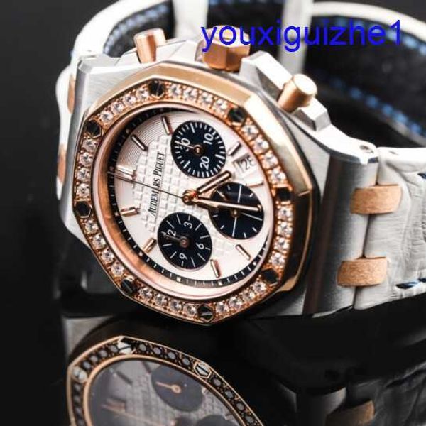 Fashion AP Wrist Watch Royal Oak Offshore 26234SR Gauge mécanique automatique 37 mm Womens Precision Steel 18K Rose Gold Diamond Watch