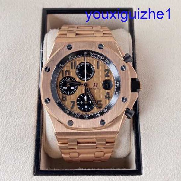 Fashion AP Wall Watch Royal Oak Offshore Series Mens 42 mm de diámetro Precision Steel 18k Rose Rode Casual Watch 26470or.oo.1000or.01