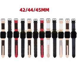 mode Apple Watch Band 38 40 41 42 44 45 49 mm Bloem Lederen Horloges Band Polsband Voor Iwatch 8 7 6 5 4 SE Designer Horlogebanden LU001