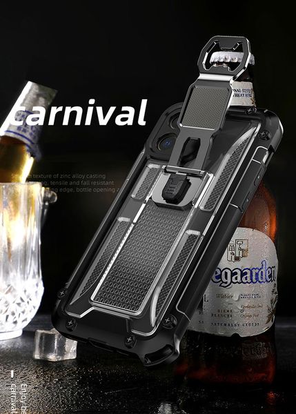 Fashion Armor Anti-Shock Phone Cases TPU + PC + Metal 3 en 1 Contraportada Kickstand Case para iPhone 13 12 Mini 11 Pro Max XS 8 7Plus 6S 50pcs