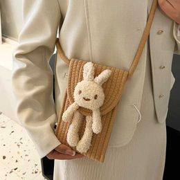 Mini sac à bandoulière en forme de lapin tissé pour femme, mignon et doux, pour téléphone portable, Xiaoqing