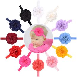 Bandeau élastique à fleurs artificielles pour bébés filles, couleur unie, fait à la main, couvre-chef pour nourrissons, cadeau de vacances