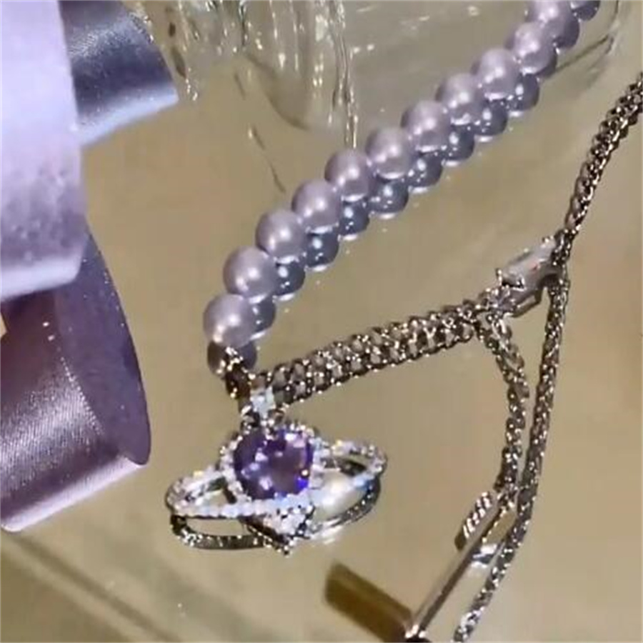 Collar de perlas artificiales de moda para mujer, collar de novia de planeta, cadena, anillo, colgante, joyería para niña AE790