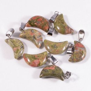 Pendentifs à breloques en pierre de cristal de guérisons assorties à la mode pour colliers Chakra Reiki en vrac pour la fabrication de bijoux pierres Unakite