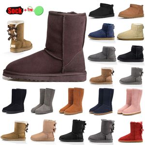 Fashion Australia Chaussures classiques châtaigne mini bottes de créateurs plate-forme noir rouge ugglie sheep laine femme fille fille fourrure ug occasionnelle bon marché slip-on temps neige dhgate