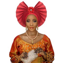 Couvre-chef en forme d'éventail pour femmes africaines et nigérianes, à la mode, traditionnel aso oke, en forme d'éventail, pour fête de mariage, 222h
