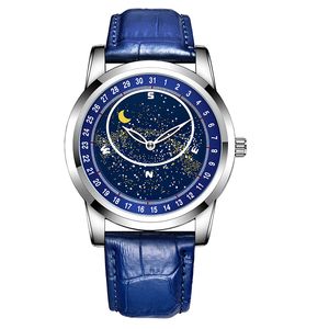 Moda Movimiento automático Reloj Correa de acero el cielo azul Mecánico 40 MM calendario Cerámica Bisel Disco Pulsera Cierre plegable Impermeable Luminoso Zafiro Relojes